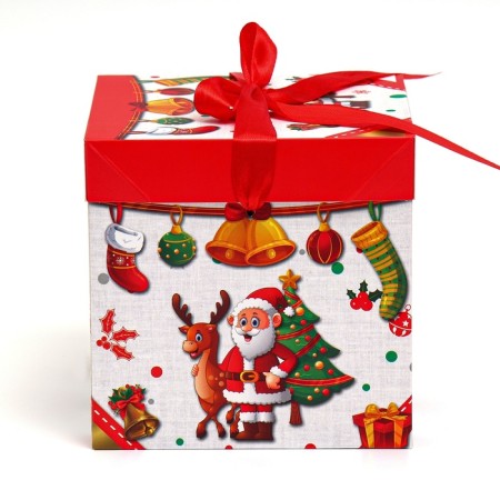 New Year. Box a gift New Year's folding "Santa Claus and Christmas tree" 15x15x15 cm.-1