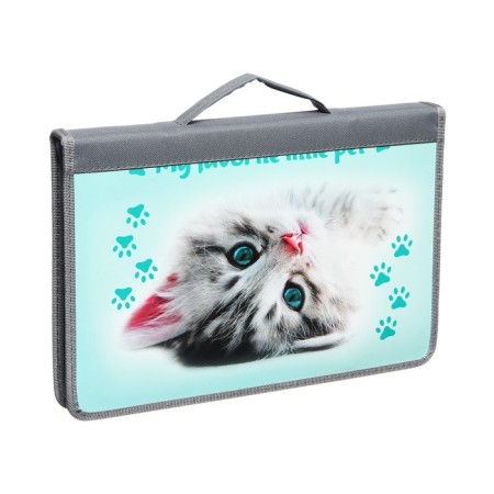 A4 labor folder, with handles, lightning around, laminated cardboard, 30tr44r, calligrata, "gray kitten"-1