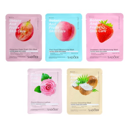 A set of moisturizing, fabric facial masks "Botanika No. 2", 5 pcs