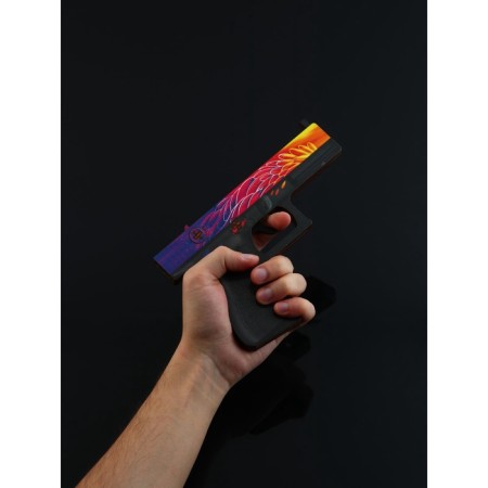 Wooden weapons, children's souvenir "necromancy", machine gun, gun, knife-stamp, set 3 pcs-11