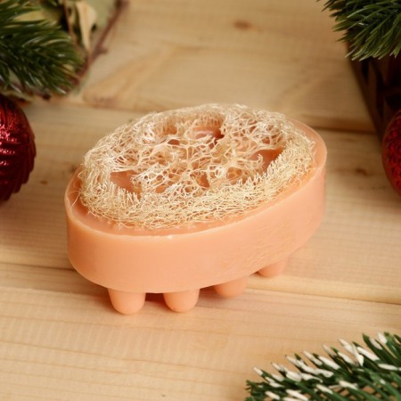 New Year. Massage soap with Luffa "hot cocoa" 100 g-2