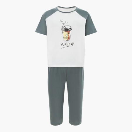 Women's set "Wake Up" (T-shirt/Bridges), the color is gray-green, size 58-7