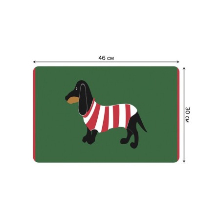 A set of napkins for setting the table “Dachshund in a striped T -shirt”, rectangular, rounded edges, size 30x46 cm, 4 pcs-2