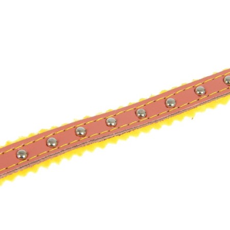 The collar is decorated with synthetic winterizer, with bells, 28 x 1 cm, pink-3