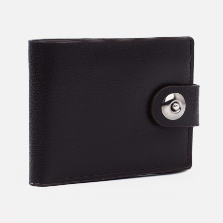 Male purse for magnet, department for bills, for maps, for coins, black color