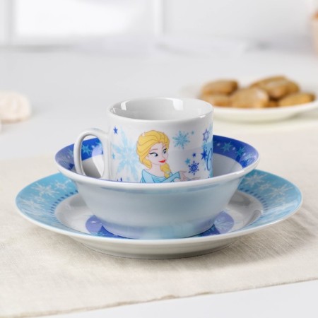 Set of dishes, 3 objects: mug 200 ml, plate 17 cm, salad bowl 350 ml, cold heart-6