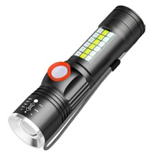 Manual battery flashlight, 10 watts, 2200 mAh, P60, IPX45, ZOOM, 5 modes, charge indicator