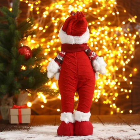 Soft toy "Snowman-Pussat" 12x40 cm, white-red-2
