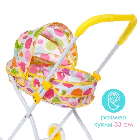 The stroller is universal for dolls, with a bag, with a basket, a metal frame-4