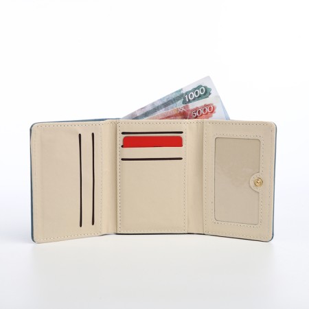 Women's wallet on the button, blue color-3