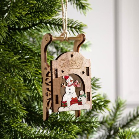 Christmas tree toy "Sani with a snowman", from batteries, a glow of RGB-1