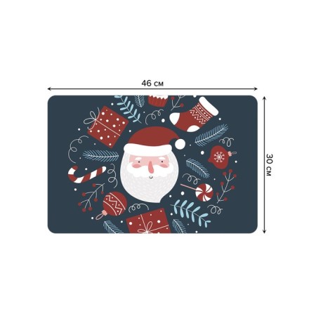 Set of napkins for setting the table "Happy Santa Claus", rectangular, rounded edges, size 30x46 cm, 4 pcs-2