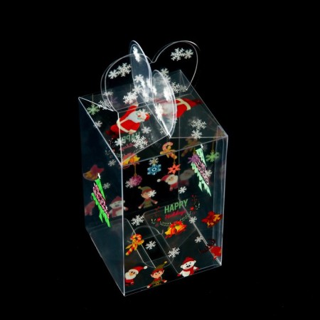 New Year. Box gift New Year's folding PVC "Merry Santa Claus" 6 x 6 x 10 cm.-4
