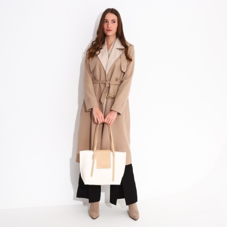 Zipper bag with lightning, beige color-5