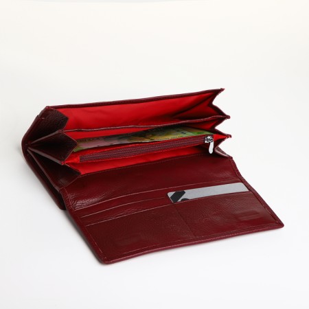 Women's wallet on a magnet, burgundy color-4