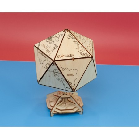 Designer Wooden 3D Ewa Globe Icosahedron with a secret (box, safe)-8