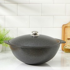 Kazan for pilaf GRANIT ULTRA, 9 L, aluminum cover, cast handles, anti -stick coating, black color