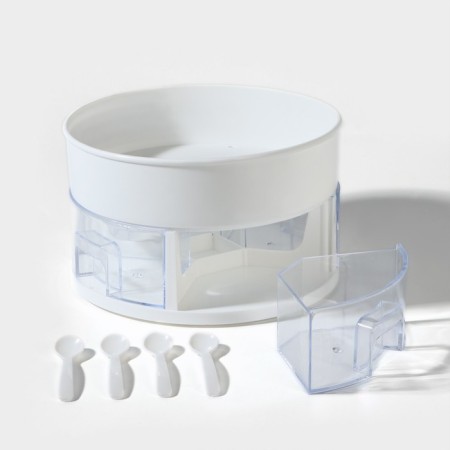 Organizer for spices rotating with 4 cells, 2-tier D-23 × 13.5cm, white color-1