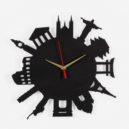 Wall clock, series: interior, "Wonders of the World", smooth move, D-40 cm, mod. 8840