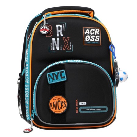 Frame backpack 37 x 28 x 12 cm, Across 194, filling: bag, pencil case, blue/blue ACR22-194-1-2