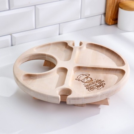 Table - a tray with a menage and folding legs "I kiss better than I cook" d = 30x2 cm,-3