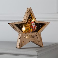Santa Claus with a deer LED figure 22 × 22 × 4 cm, wood, batteries AAAX2 (not in the kit), glow warm white