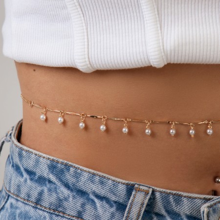Портупея «Талия» жемчужины, цвет белый в золоте, 68 см + 25 см удлинитель-2