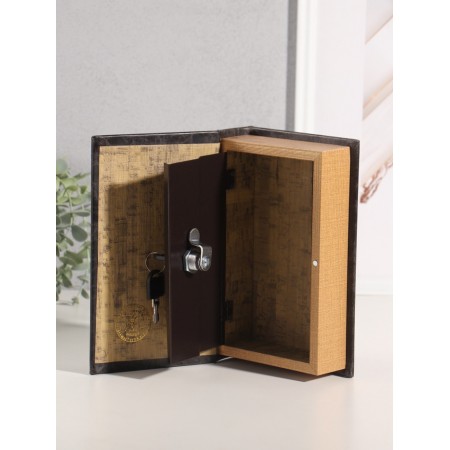 Safe wood book "Crown" leatherette 21x13x5 cm-5