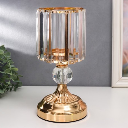 Summary metal, glass for 1 candle "Crystals - facets" gold 27x13x13 cm-1