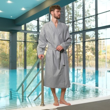 Wafel male extension bathrobe and I am Size 58-60, gray, 100% cotton, 200g/m2-3