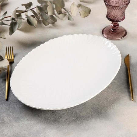 Porcelain oval porcelain Magistro "Blanche. Flower ", the color is white-1