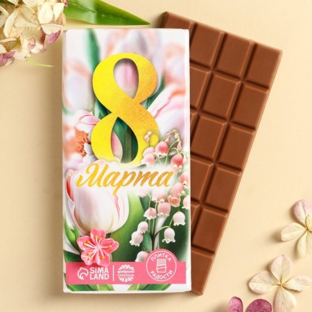 Confectionery tiles "March 8" with a decorative element, 100 g.