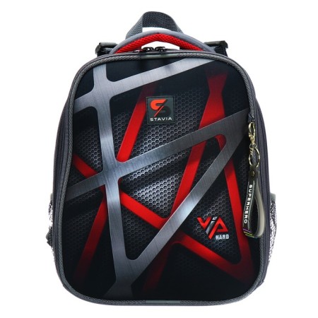 School backpack 38 x 30 x 16 cm, ergonomic back, Stavia "Hard", gray-2
