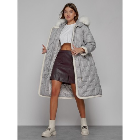 Coat insulated winter female, size 54, color light gray-12