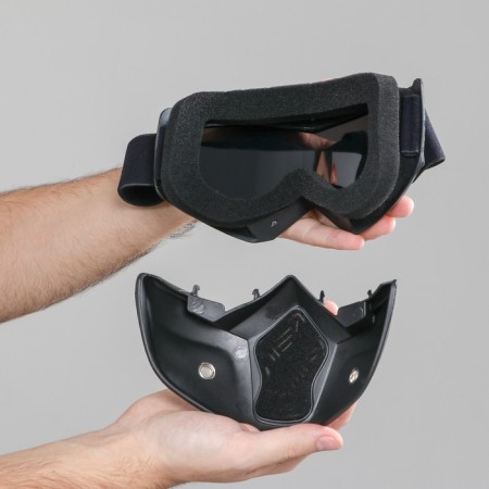 Glasses-mask for motorcycle driving, collapsible, chrome glass, black-5