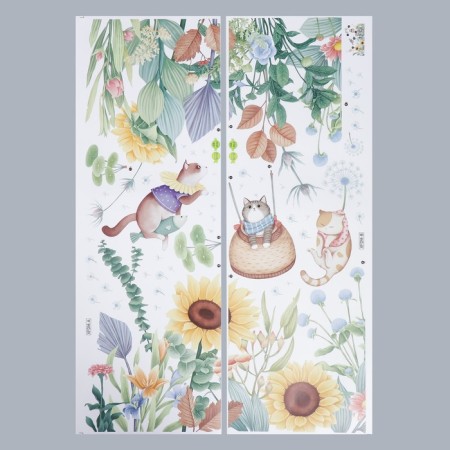 Stick plastic interior color "kittens in the flower garden" set 2 sheets 30x85 cm-1