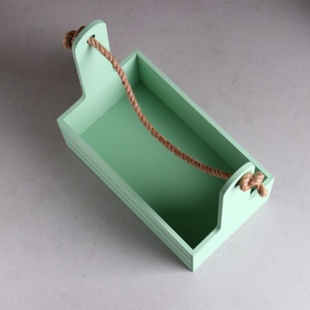 Wooden Kashpo 25.5 × 15 × 30 cm "AROMA", handle rope, olive-2