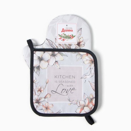 Kitchen "Floral Mood" mittens-output 20x28cm, 19x19cm tack, 100% HL-3