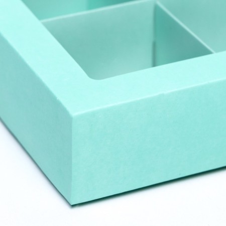 Box for 4 sweets, mint, 12.5x 12.5 x 3.5 cm. Confectionery packaging-2