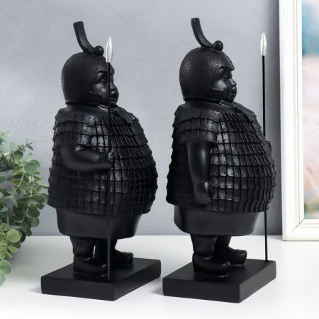 Souvenir Polystone "Terracott warrior with a spear" set 2 pcs black 10.5x14.5x35 cm-1