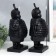 Souvenir Polystone "Terracott warrior with a spear" set 2 pcs black 10.5x14.5x35 cm