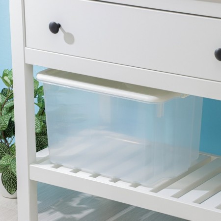 Storage container with Porter lid, 21 l, 42 × 32 × 26 cm, ivory color