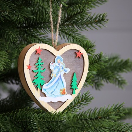 Christmas tree toy "Heart with the Snow Maiden", from batteries, glow warm white-1