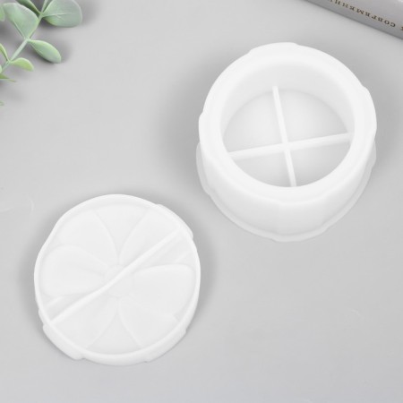 Mold Silicon "Casket - round bow" with a lid of 9.8x9.8x6.9 cm-1