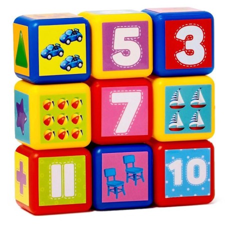 A set of colored cubes "Account", 9 pieces, 4 x 4 cm, according to the Montessori methodology-1