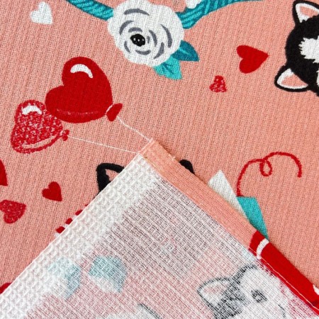 Waffle kitten pink 45x60 cm, 150 g/m, hl 100%-1