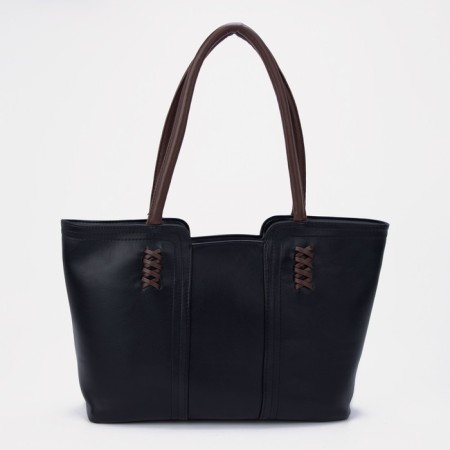 Soper bag with zipper, black color