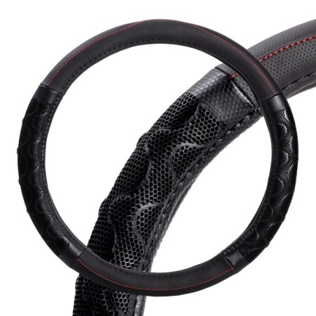 Braid on the steering wheel, eco -leather, with PVC relief, black, 38 cm/m