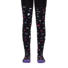 Children's tights with drawings CONTE KIDS Sof-Tiki, height 116-122 cm, black color black