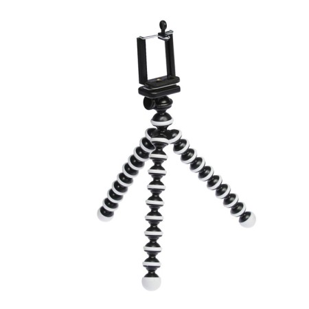 Luazon-Treasel tripod is desktop, for phone, flexible legs, height 22 cm, black and white-2